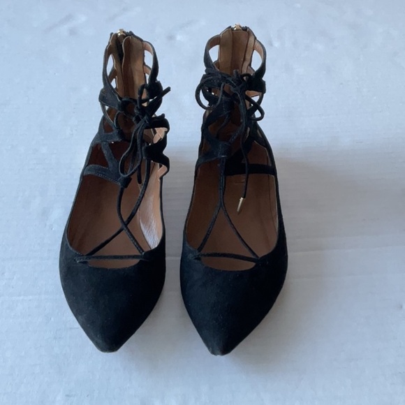 Aquazzura Belgravia lace up flats black suede  Size 39 US size 9) - Picture 2 of 11